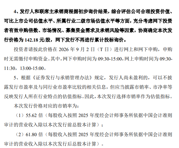 国产AI芯片龙头，发行价定了，9月2日打新
